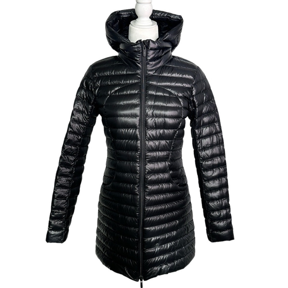 Lululemon Pack it Down Long Jacket Black Shine Sz 6